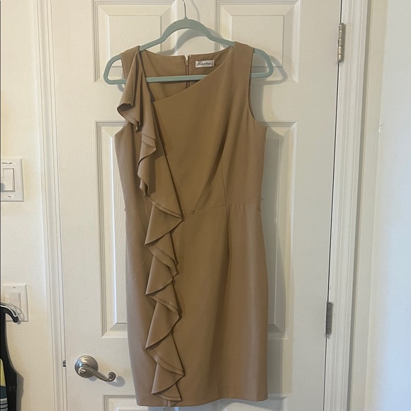 Calvin Klein Dresses & Skirts - Calvin Klein One Shoulder Tan Dress